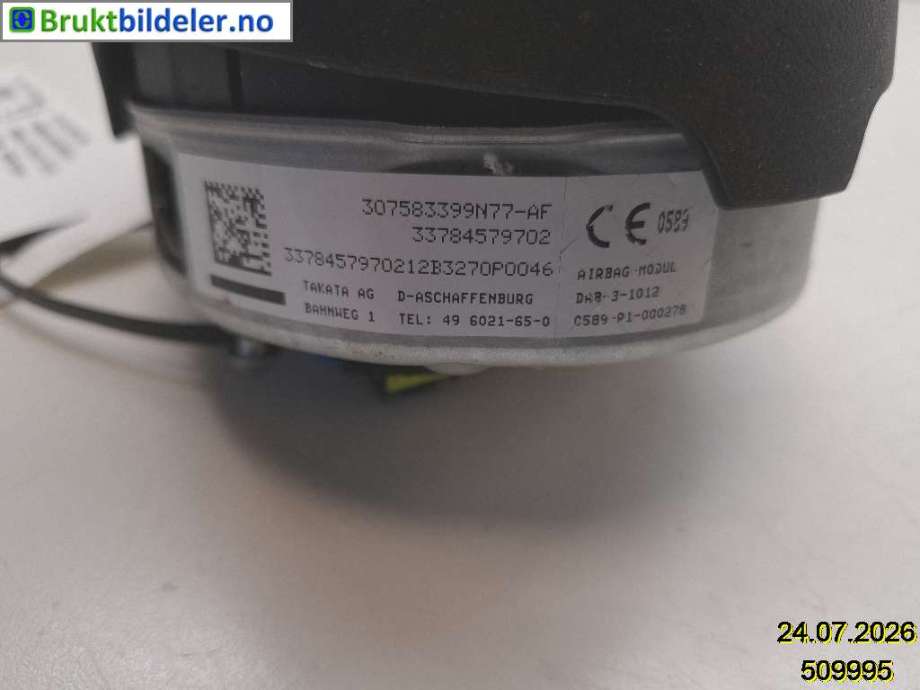 Airbag rattpute til BMW 3-Serie 2012-2018 (F30/F31/F34) (F30/F31/F34) (BMW|32 30 8 092 206|307583399N77-AF|)