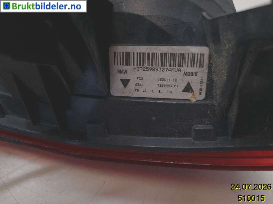 Baklykt venstre til BMW 3-Serie 2012-2018 (F30/F31/F34) (F30/F31/F34) (BMW|63 21 7 259 893-07|183611-12|)