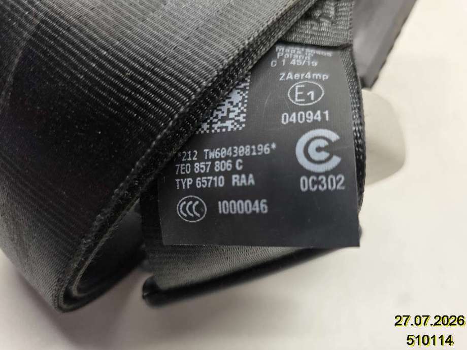 Sikkerhetsbelte foran høyre til VW Transporter / Caravelle 2019-->> (T6.1) (T6.1) (VOLKSWAGEN||34157942 A|7H0 857 737 DE)