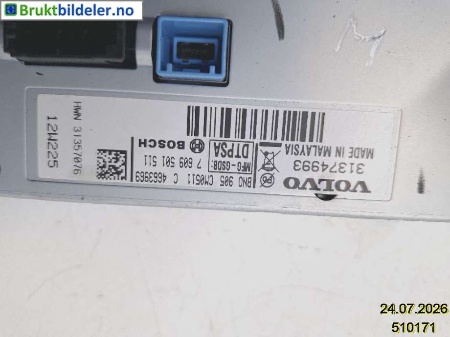 Instrument kjørecomputer til Volvo XC70 2008-2013 (Type II, Fase 1)  (VOLVO|31374993|7 609 501 511|BN0 905 CM0511)