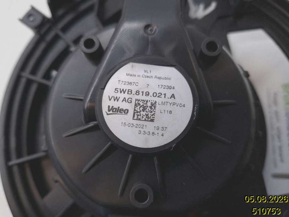Varmeapparat motor til VW Tiguan 2016-2020 (Type II, Fase 1) (VOLKSWAGEN|5WB 819 021 A|T72367C|)