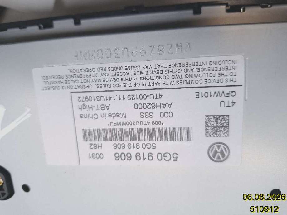 Instrument kjørecomputer til VW e-Golf 2014-2017 (Fase 1) (VOLKSWAGEN|5G0 919 606|AAH62000|)