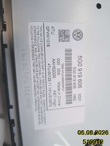 Instrument kjørecomputer til VW e-Golf 2014-2017 (Fase 1) (VOLKSWAGEN|5G0 919 606|AAH62000|)
