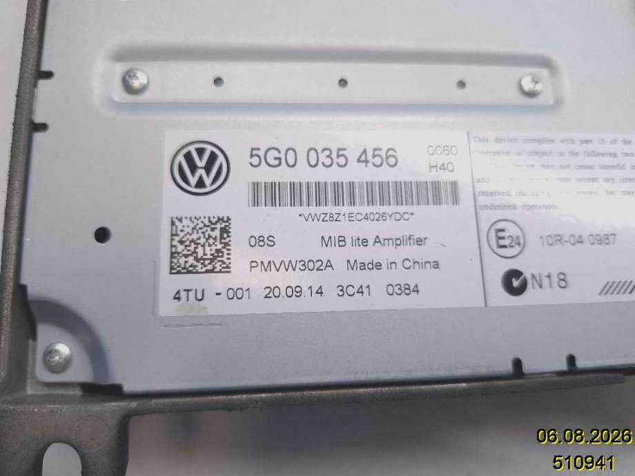 Bilstereo forsterker til VW e-Golf 2014-2017 (Fase 1) (VOLKSWAGEN|5Q0 035 456|3C41 0384|)