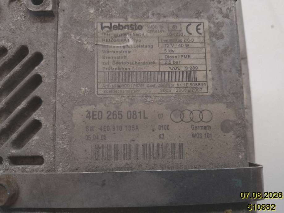 Dieselvarmer til Audi A8 2003-2010 (Type II) (AUDI|4E0 265 081 L|1E508844|)