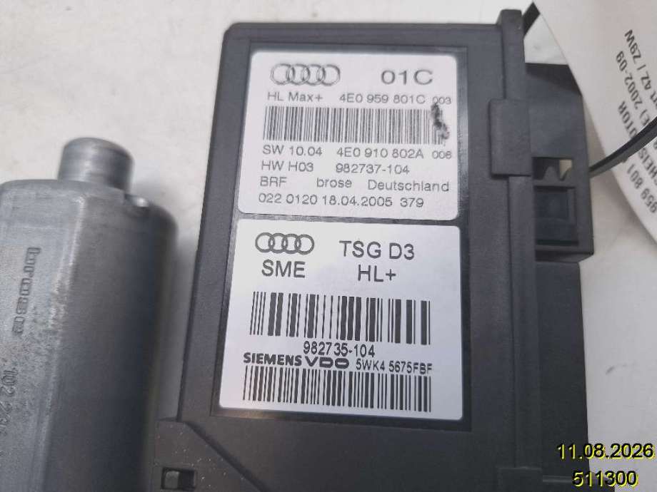 Ruteheis venstre bak til Audi A8 2003-2010 (Type II) (AUDI|4E0 959 801 C|982737-104|)