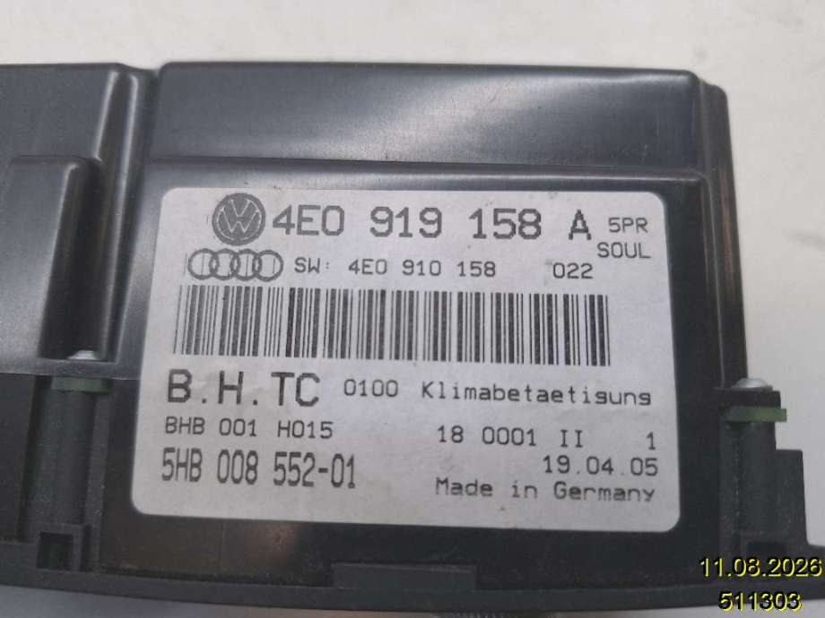 Varmeapparat betjening til Audi A8 2003-2010 (Type II) (AUDI|4E0 919 158 A|5HB 008 552-01|)