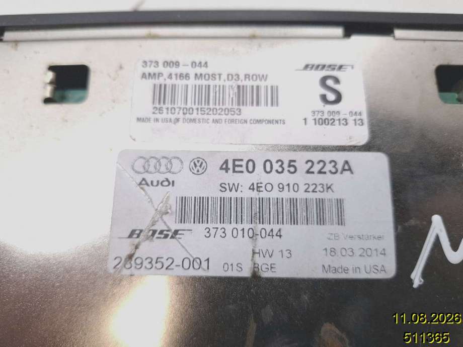 Bilstereo forsterker til Audi A8 2003-2010 (Type II) (AUDI|4E0 910 223 K|373 010 044|)