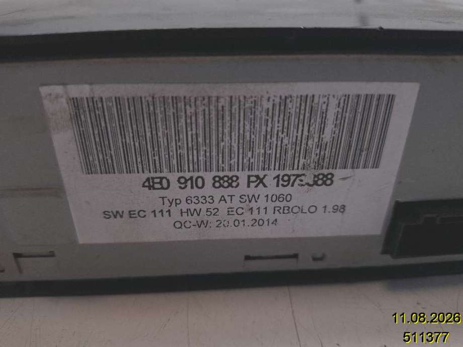 Bilstereo navigasjon til Audi A8 2003-2010 (Type II) (AUDI|4E0 910 888 PX|6333 AT SW 1060|)