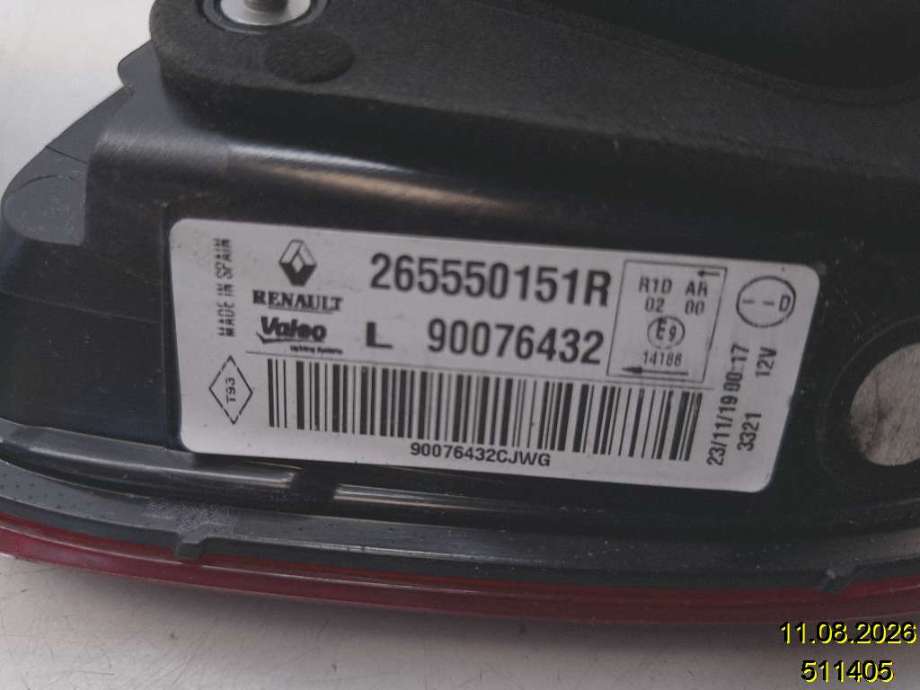 Baklykt venstre indre til Renault Kadjar 2015-->> (RENAULT|265550151R|90076432|)