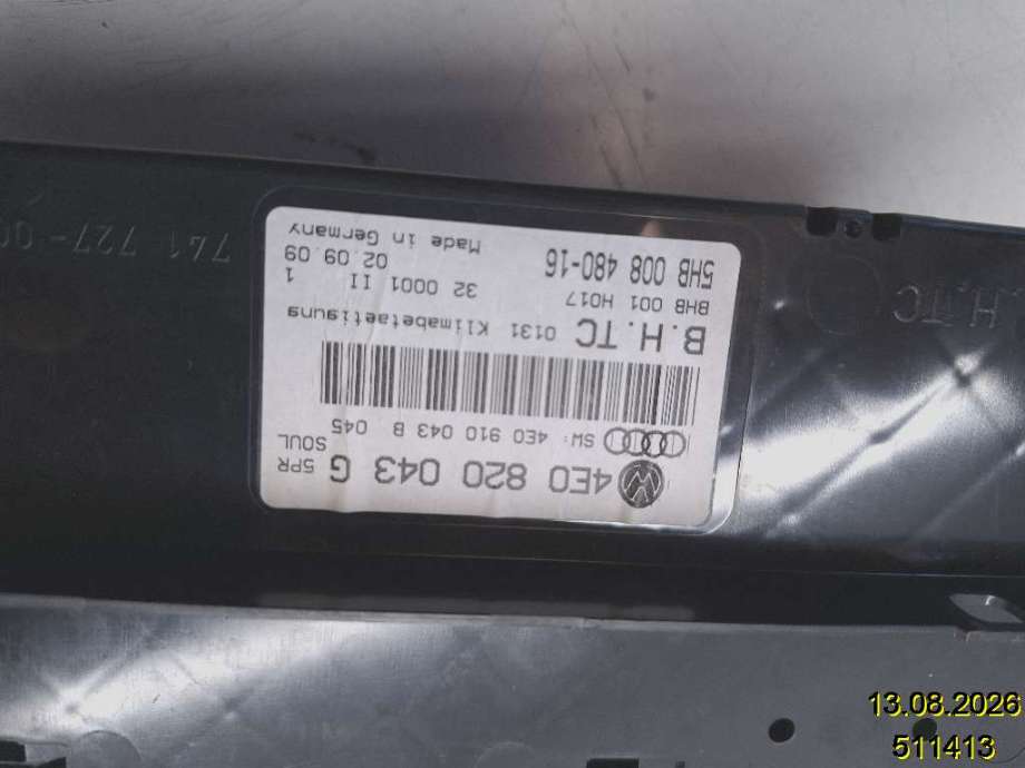 Varmeapparat betjening til Audi A8 2003-2010 (Type II)  (AUDI|4E0 820 043 G|5H0 008 480-16|)