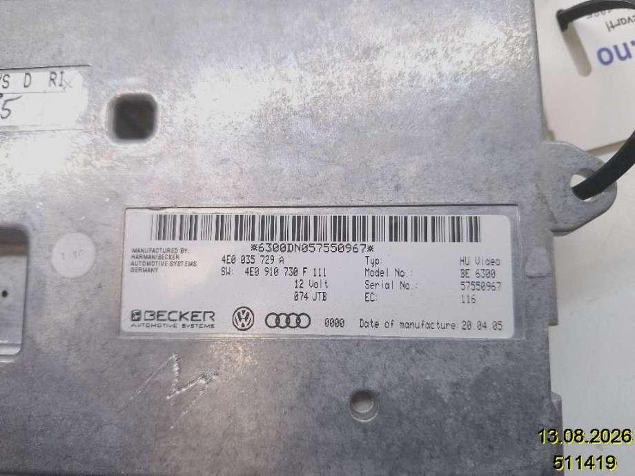 Styreenhet diverse til Audi A8 2003-2010 (Type II) (AUDI|4E0 910 730 F|57550967|4E0 035 729 A)