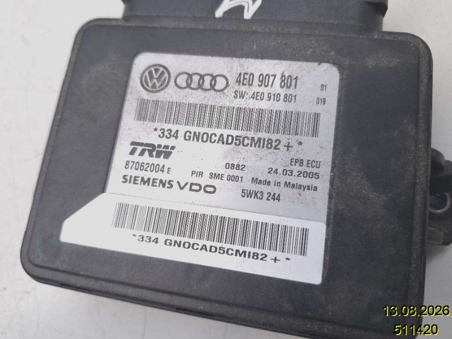 Styreenhet elektrisk parkbrems (EPB - Electric Parking Brake) til Audi A8 2003-2010 (Type II)  (AUDI|4E0 910 801|87062004E|4E0 907 801)