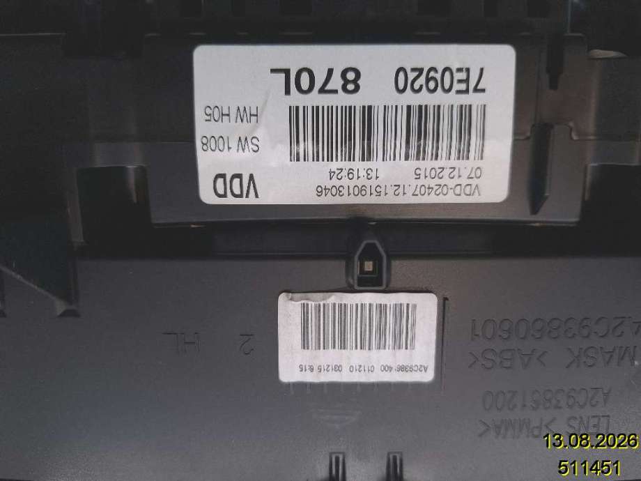 Instrumentpanel til VW Transporter / Caravelle 2015-2019 (T6) (T6) (VOLKSWAGEN|7E0 920 870 L|A2C93861400|)