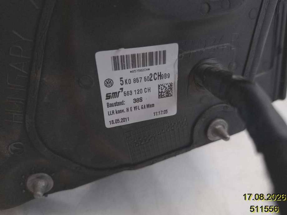 Speil høyre til VW Golf VI 2008-2012  (VOLKSWAGEN|5K0 857 502 CH|563 120 CH|)