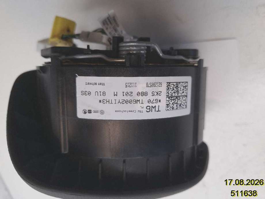 Airbag rattpute til VW Caddy 2015-2020 (Type III, Fase 3)  (VOLKSWAGEN|2K5 880 201 M|621280578|)