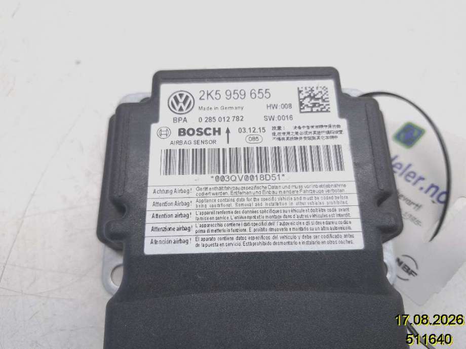 Airbag elektronikk til VW Caddy 2015-2020 (Type III, Fase 3)  (VOLKSWAGEN|2K5 959 655|0 285 012 782|)