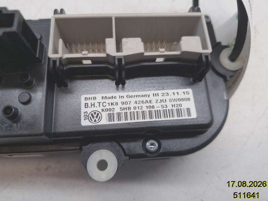 Varmeapparat betjening til VW Caddy 2015-2020 (Type III, Fase 3)  (VOLKSWAGEN|1K8 907 426 AE|5HB 012 108-53|)