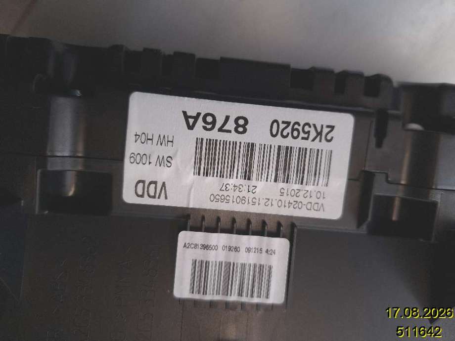 Instrumentpanel til VW Caddy 2015-2020 (Type III, Fase 3)  (VOLKSWAGEN|2K5 920 876 A|A2C81396500|)