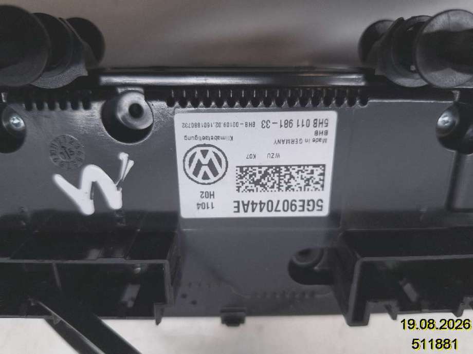 Varmeapparat betjening til VW e-Golf 2014-2017 (Fase 1)  (VOLKSWAGEN|5G0 907 044 AE|5HB 011 981-33|)
