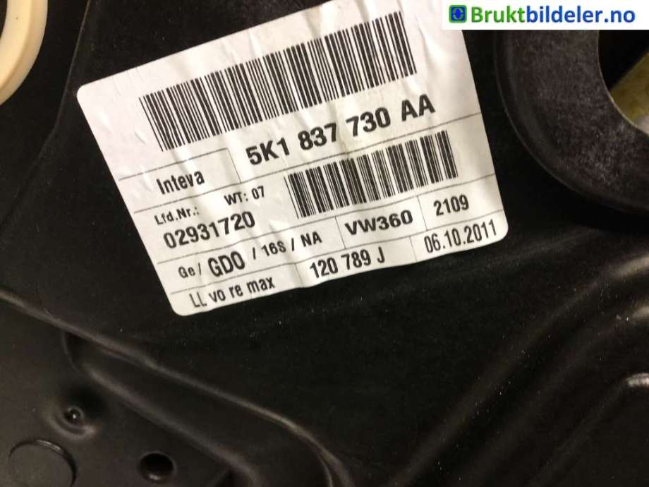 Ruteheis til VW Golf VI 2008-2012 (VOLKSWAGEN|5K1 837 730 AA|)