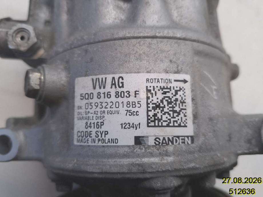 Aircondition kompressor til VW Tiguan 2016-2020 (Type II, Fase 1) (VOLKSWAGEN|5Q0 816 803 F|059322018B5|)