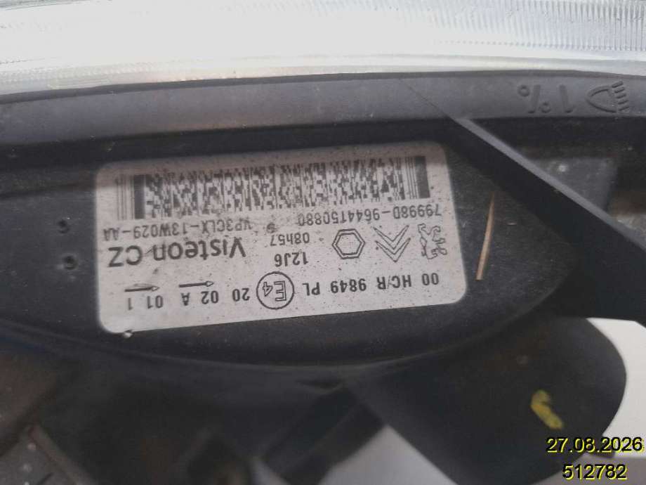 Frontlykt høyre halogen til Citroën Berlingo 2002-2008 (Type I, Fase 2)  (CITROEN||79998D|9644150880)