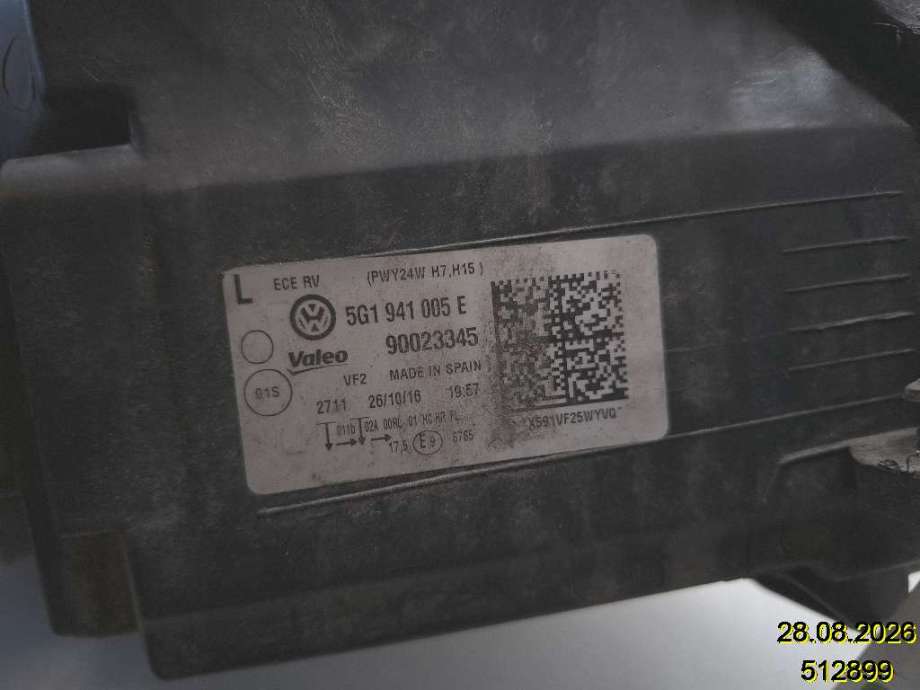 Frontlykt venstre halogen til VW Golf VII 2012-2017 (Fase 1)  (VOLKSWAGEN|5G1 941 005 E|90023345|)