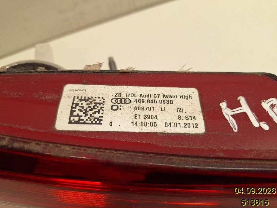 Baklykt høyre indre til Audi A6 2011-2014 (Type IV, Fase 1) (C7) (C7) (4G9 945 093 B|)