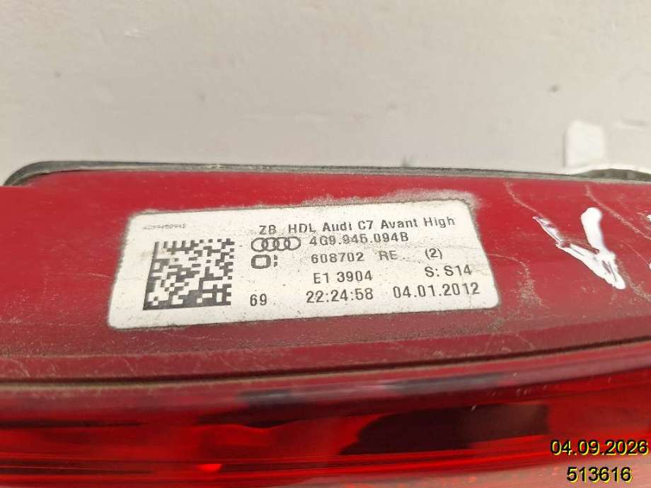 Baklykt venstre indre til Audi A6 2011-2014 (Type IV, Fase 1) (C7) (C7) (4G9 945 093 B|)