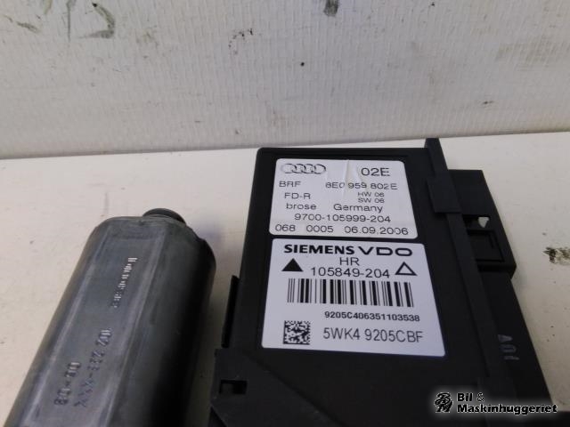 Ruteheis, kun motor, høyre bak til Audi A4 2004-2008 (Type III) (B7) (B7) (SIEMENS VDO|8E0959802E|5WK49205CBF|)