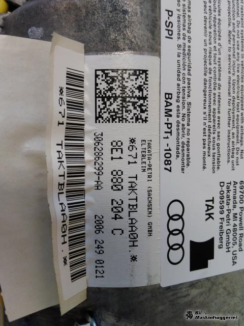Airbag passasjer til Audi A4 2004-2008 (Type III) (B7) (B7) (TAKATA-PETRI|8E1880204B|8E1880204C|8E1880204D)