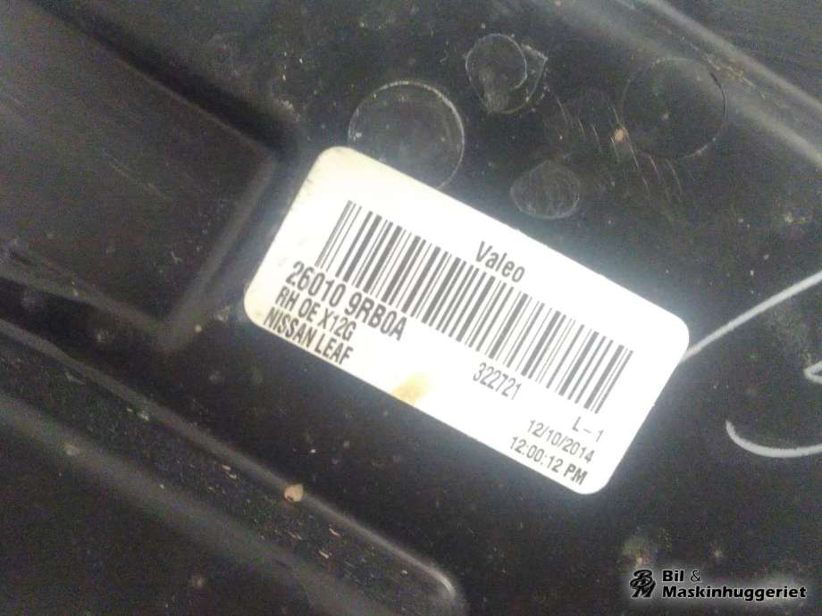 Frontlykt høyre halogen til Nissan Leaf 2011-2017 (Type I)  (VALEO|260109RB0A|)
