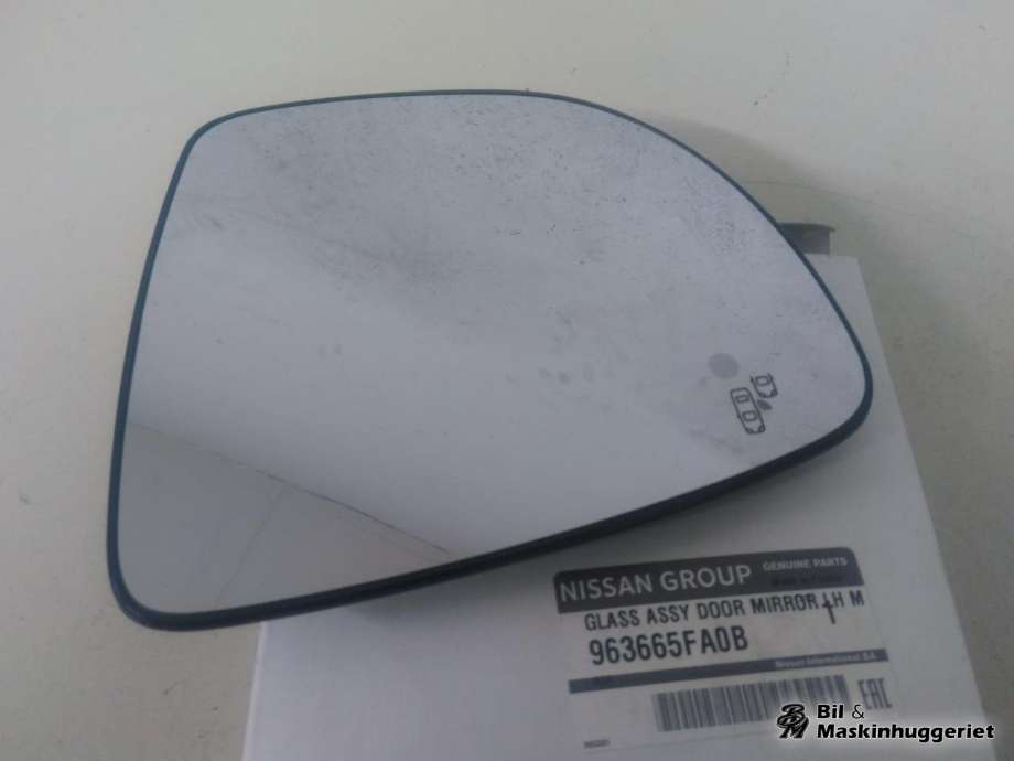 Speilglass venstre til Nissan Leaf 2018-->> (Type II) (963665SJ1A|963665SJ0A|)