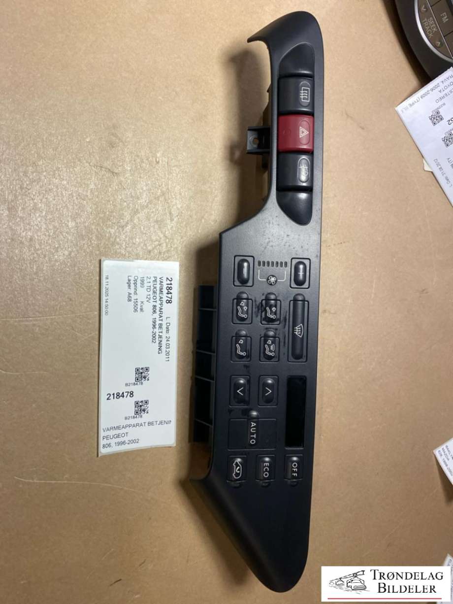 Varmeapparat betjening til Peugeot 806 1996-2002 (9140010188|)