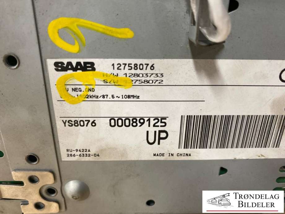 Bilstereo til Saab 9-3 2003-2007 (Type II, Fase 1) (12758076|)