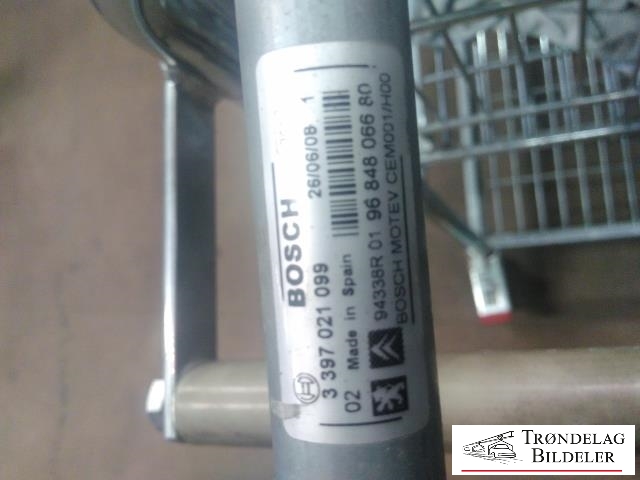 Viskermotor frontrute komplett m/overføring til Peugeot 308 2007-2011 (Type I, Fase 1)