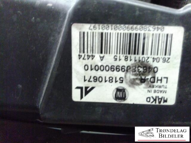 Frontlykt høyre halogen til Fiat Doblo 2010-->> (Type II) (04638099900010|51810671|)