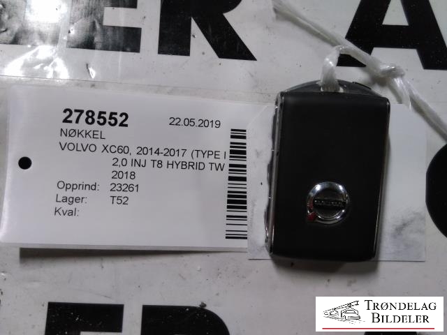 Nøkkel til Volvo XC60, 2017-->> (Type II)  (VOLVO|INGEN DELENR)