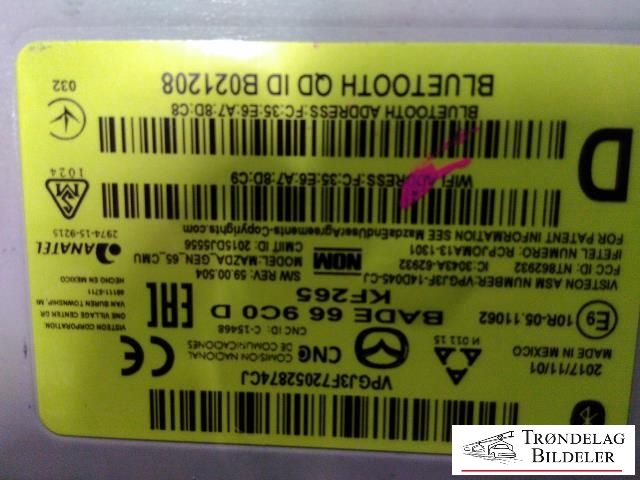 Bilstereo navigasjon skjerm til Mazda 2 2015-2019 (Type III, Fase 1) (BADE669C0D|VPGJ3F72052874CJ|)
