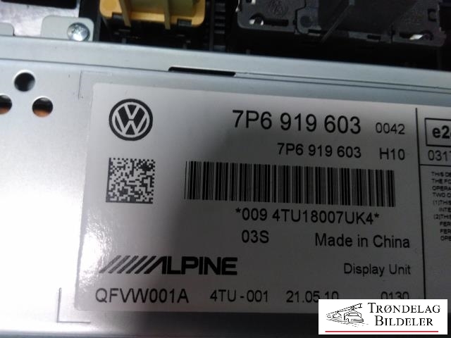 Bilstereo navigasjon skjerm til VW Touareg 2010-2018 (Type II)  (ALPINE|7P6919603|0094TU18007UK4|)
