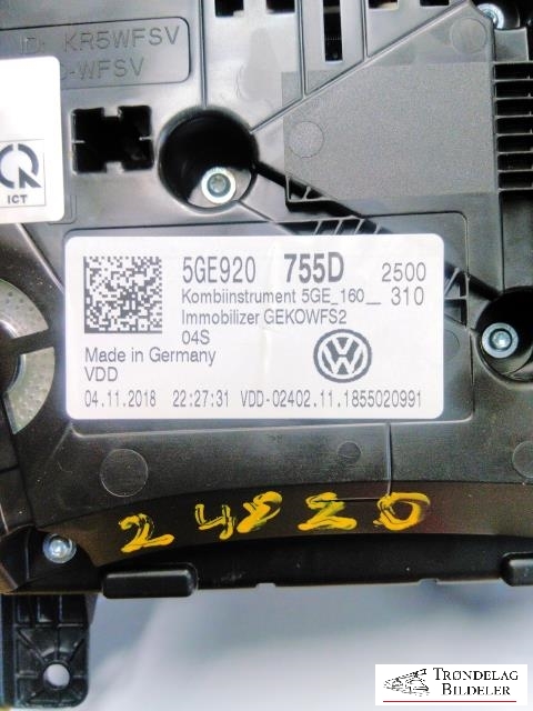 Instrumentpanel til VW e-Golf 2017-2020 (Fase 2)  (VDD|5GE920 755D|VDD-02402.11.1855020991|GEKOWFS2)