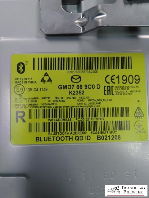 Multimedia display (MCU - Media Controller Unit) til Mazda CX-3 2015-2022  (GMD7669C0D|)