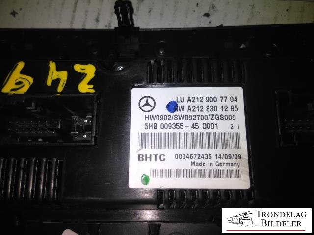 Varmeapparat betjening til Mercedes E-Klasse 2009-2013 (Fase 1) (W212) (W212) (A2129007704|)