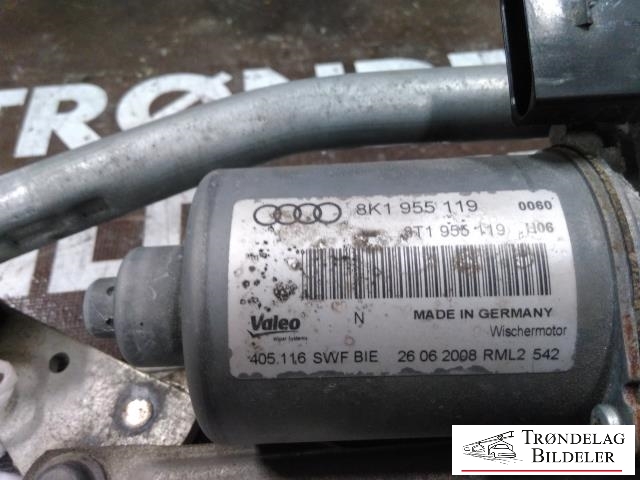 Viskermotor frontrute komplett m/overføring til Audi A4 2007-2014 (Type IV) (B8) (B8) (VALEO|8T1955119|8K1955119|405116SWFBIE)