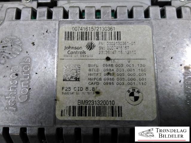 Multimedia display (MCU - Media Controller Unit) til BMW X3 2010-2017 (F25) (F25) (BMW|0007416157|BM9231320010|)