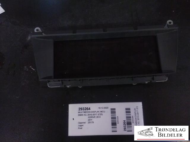 Multimedia display (MCU - Media Controller Unit) til BMW X3 2010-2017 (F25) (F25) (BMW|0007416157|BM9231320010|)