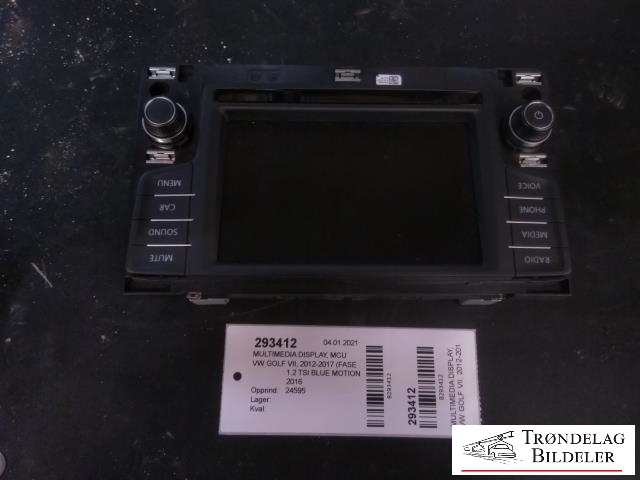 Multimedia display (MCU - Media Controller Unit) til VW Golf VII 2012-2017 (Fase 1) (VW|3G0 919 605 B|A2C93427100|)