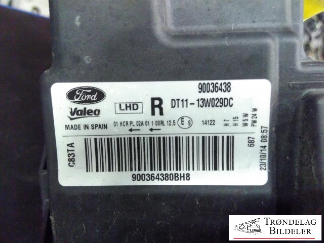 Frontlykt høyre halogen til Ford Transit Connect 2013-2018 Type II, Fase 1 (VALEO|90036438|DT11-13W029DC|)