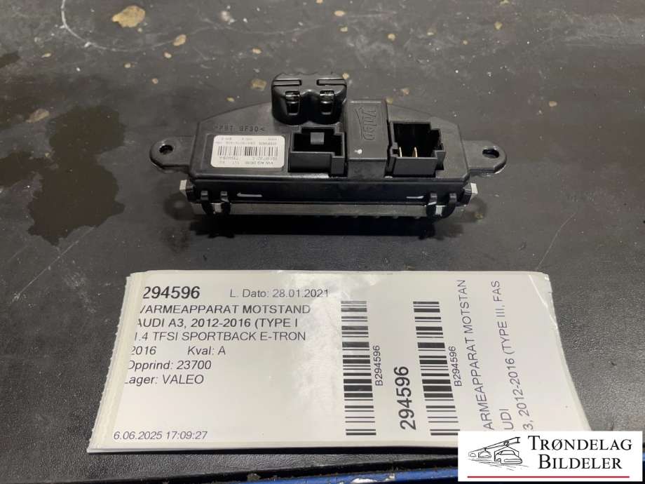 Varmeapparat motstand til Audi A3 2012-2016 (Type III, Fase 1)  (VALEO|5Q1819021|5Q1819021A|5Q1819021B|5Q1819021E|5Q1819021H|5Q1819021J|5WB819015A|5Q0 907 521 A|5Q0 907 521 E|715269)